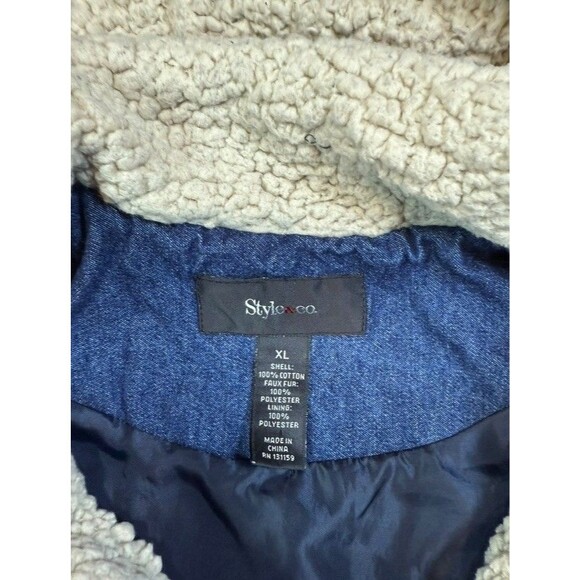 Style & Co Denim Sherpa Work Jacket Women's Size XL - Parka - Chore - Lined - Picture 2 of 7